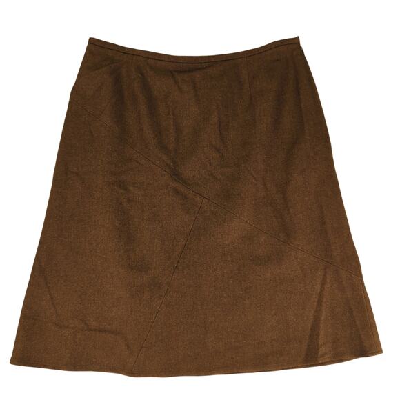 Liz Claiborne Midi Skirt Wool Stretch Blend Camel Brown A-line Women's‎ Size 14 - Picture 1 of 4